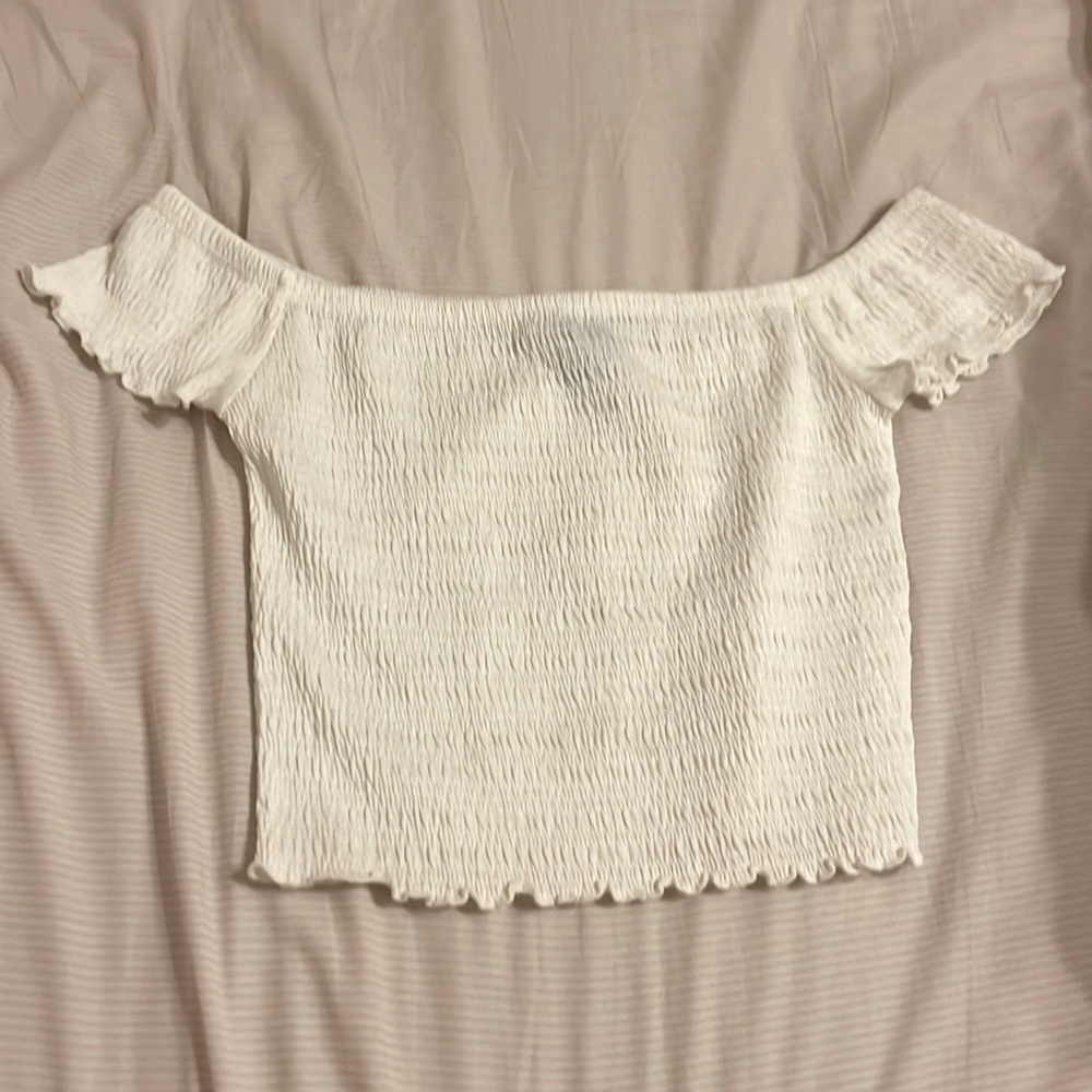 Off the shoulder white top